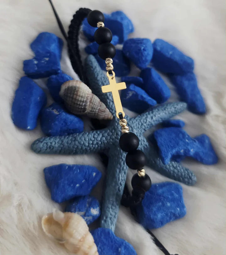 Cruz de oro de 14k; Cuentas