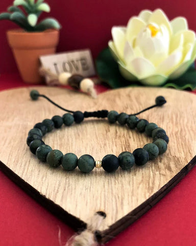 Jaspe verde mate - Oro de 14k