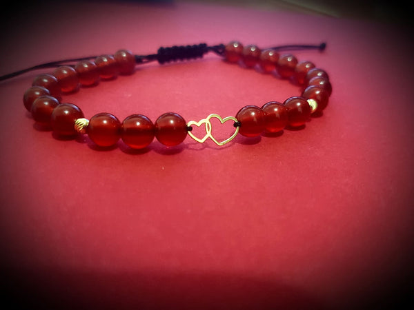Ágata y corazones Oro 14k