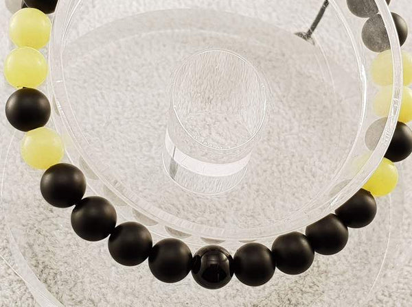 Cuentas de ágata y jade - negro y amarillo