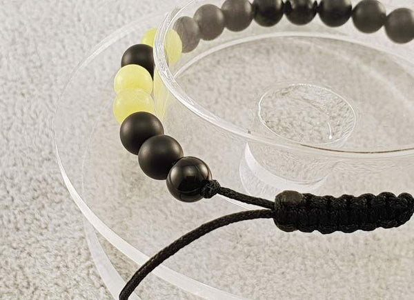 Cuentas de ágata y jade - negro y amarillo
