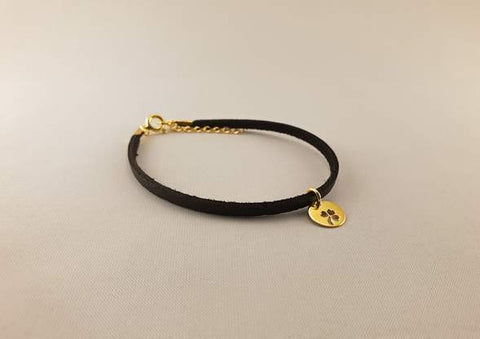Collar y Pulsera de cuero - trébol