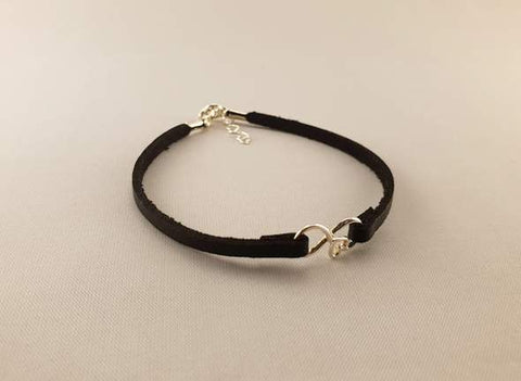 Collar y Pulsera de cuero - Corazón infinito