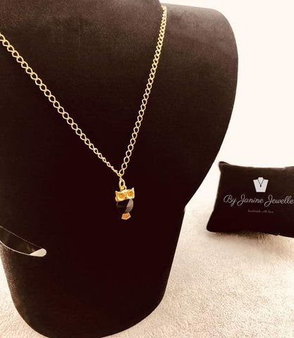 Collar Swarovski - Búho, Jet, Negro