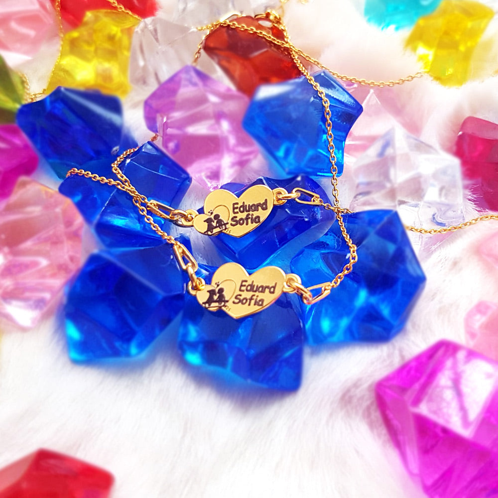 Collar y Pulsera- Plateado con Oro 24K